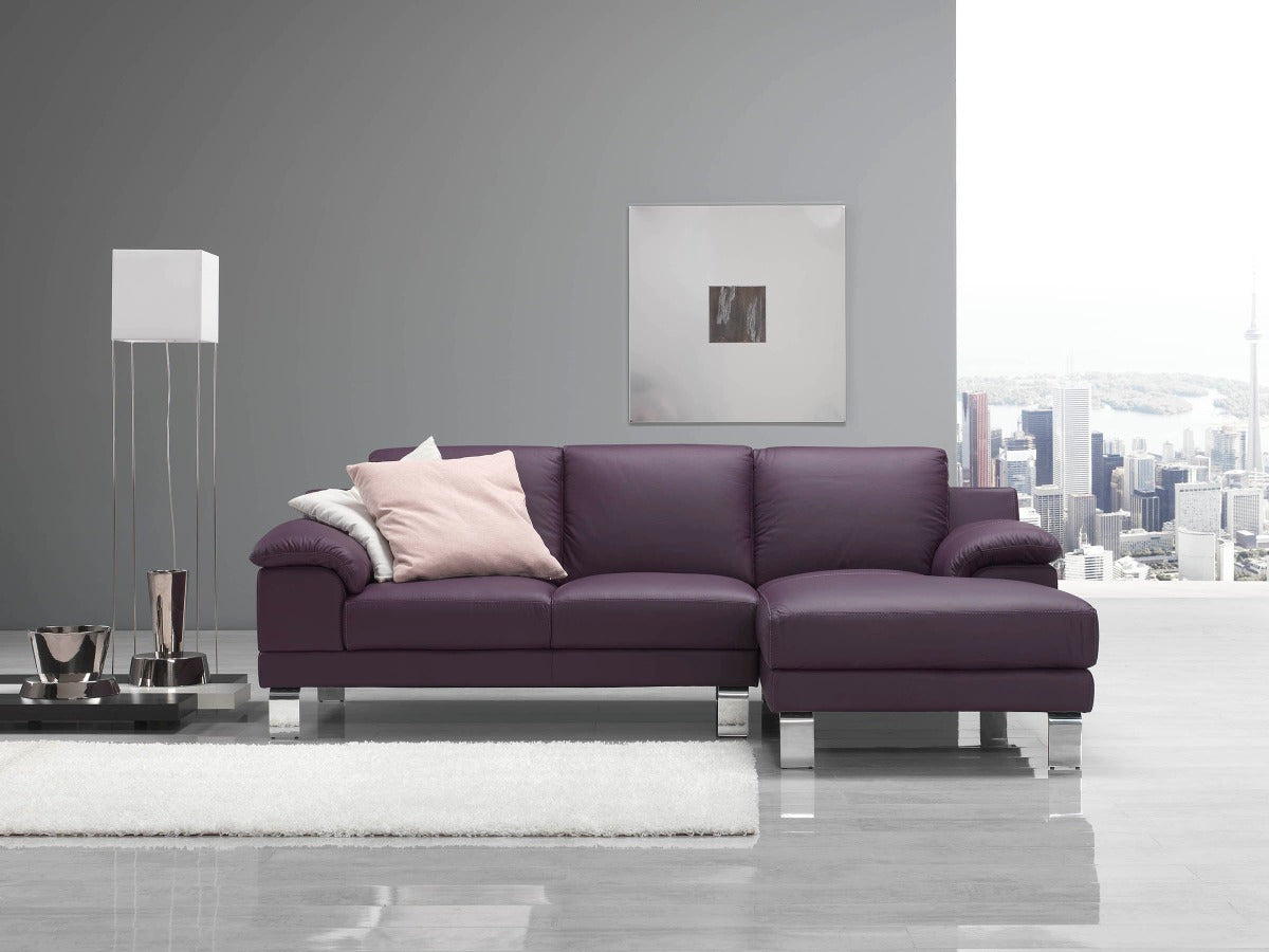 Purple leather deals corner sofa